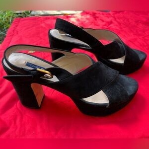 Stuart Weitzman Black Platform Suede Heel size 8
